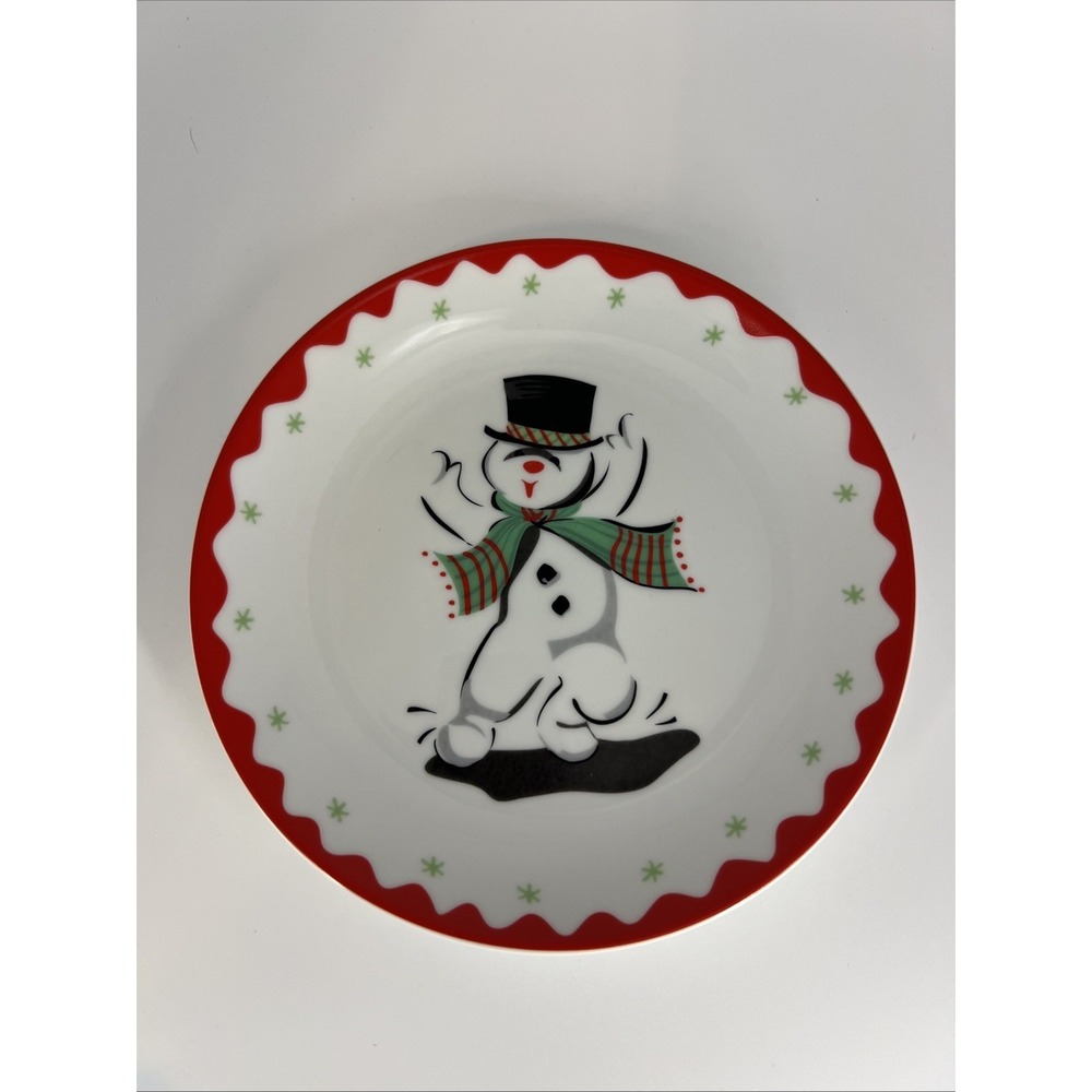 2002 Becky Denny Boston Warehouse Dancing‎ Snowman 6.5" Plate Vintage
